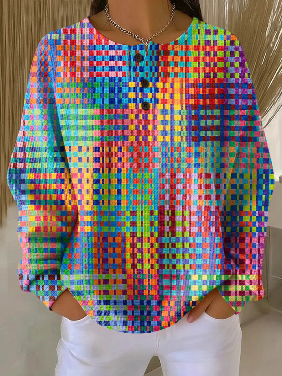 Rosa Sweater with Colorful Tartan Design