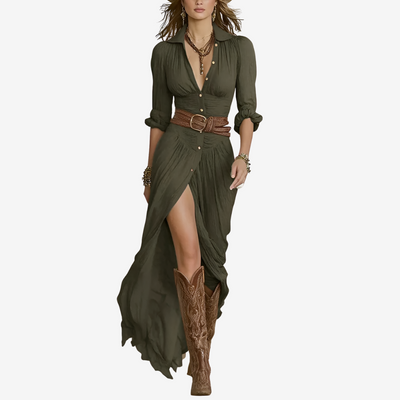 Venuesa Maxi Fluid Belted Dress