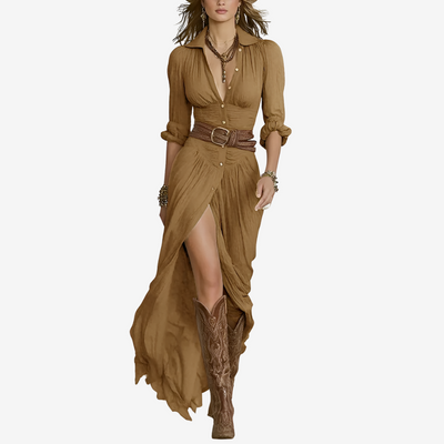Venuesa Maxi Fluid Belted Dress