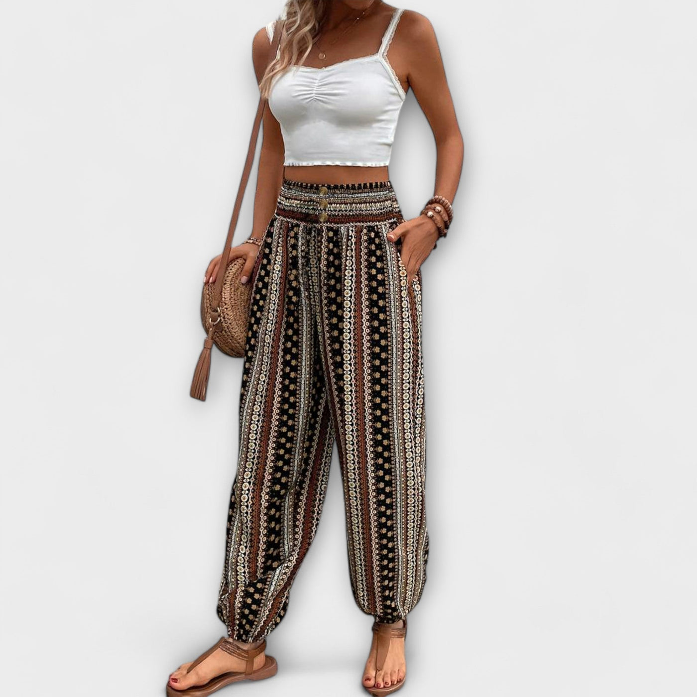 Scarlett Pants with Ethnic Graphic