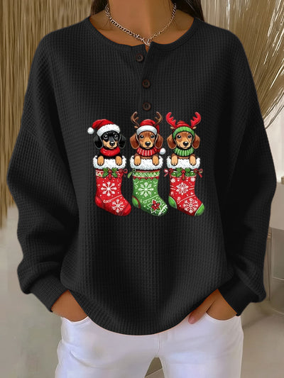 Grethe Vintage Christmas Sweater with Dog Motif